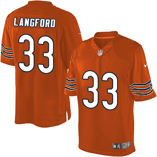 Youth Elite Jeremy Langford Nike Jersey Orange Alternate - #33 NFL Chicago Bears